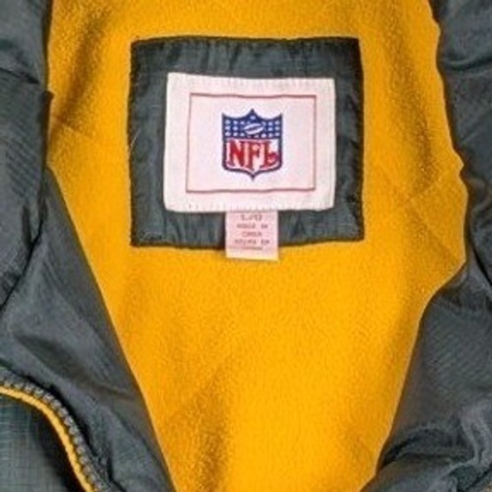 NFL Green Bay Packers Windbreaker Jacket Green Full Zip Hooded Fleece Lined L/XL - Picture 3 of 12